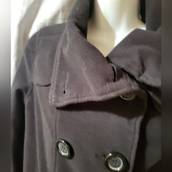 Esprit EDC Y2k Size M FLEECE Double Breasted Pea Coat high button Lapel black - Picture 6 of 15